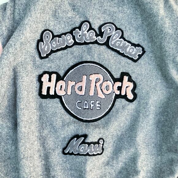 Vintage Hard Rock Maui Varsity Jacket | Pink & Gray Wool | Y2K Streetstyle | M - Picture 14 of 16